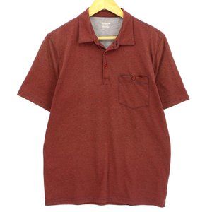 Toad & Co Polo Shirt Men's Red Striped Short Sleeve Cotton Size Medium M